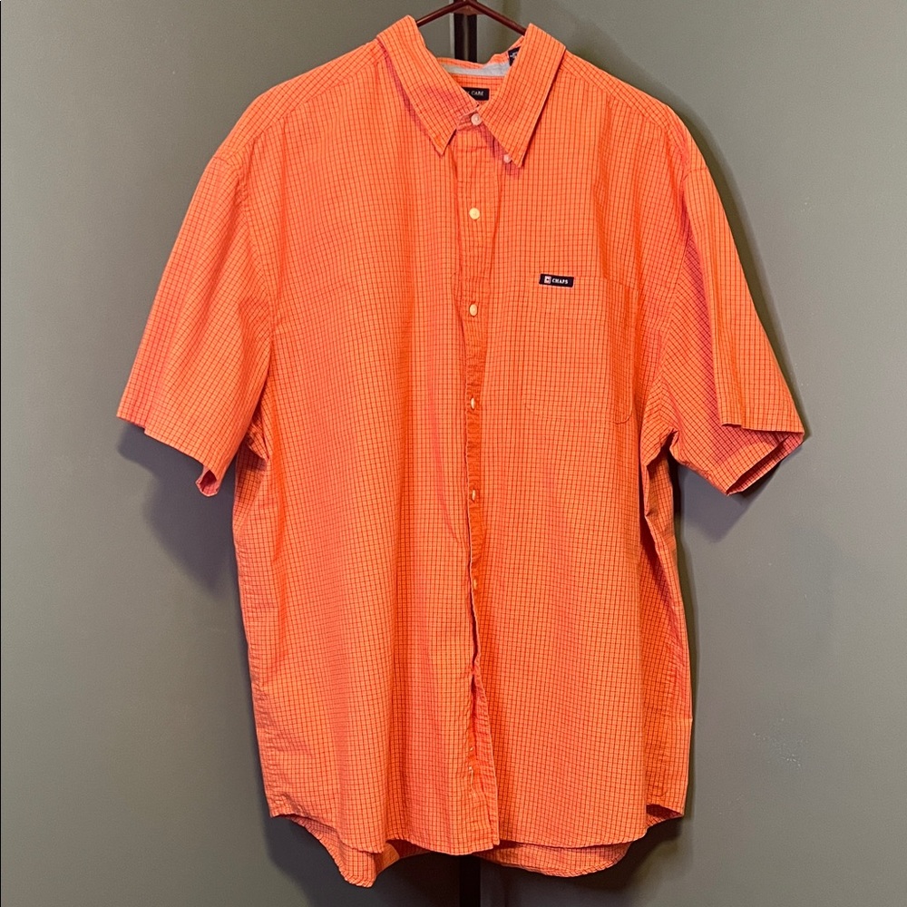 ❤️4/$25 Chaps Vibrant Orange Casual Button-Down Shirt